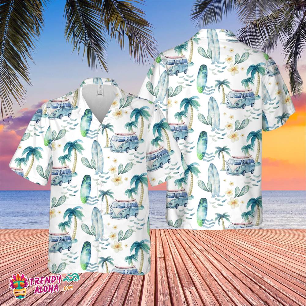 Watercolor Beach Hawaiian Trending Hawaiian Shirt, Summer Vacation Hawaiian Shirt