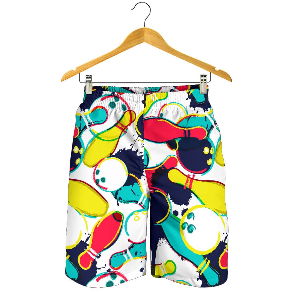 Watercolor Bowling Ball Pins For Men Women Kid Shorts