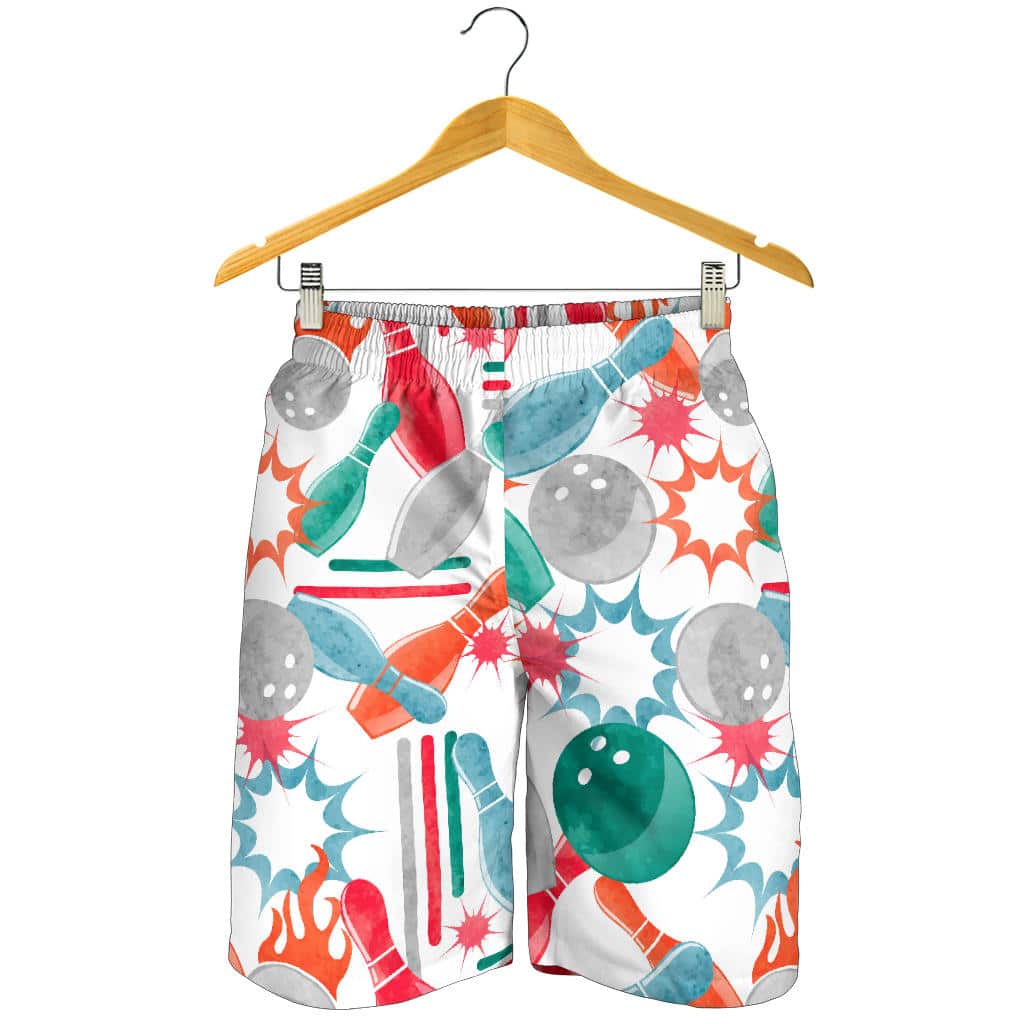 Watercolor Bowling Pattern For Men Women Kid Shorts