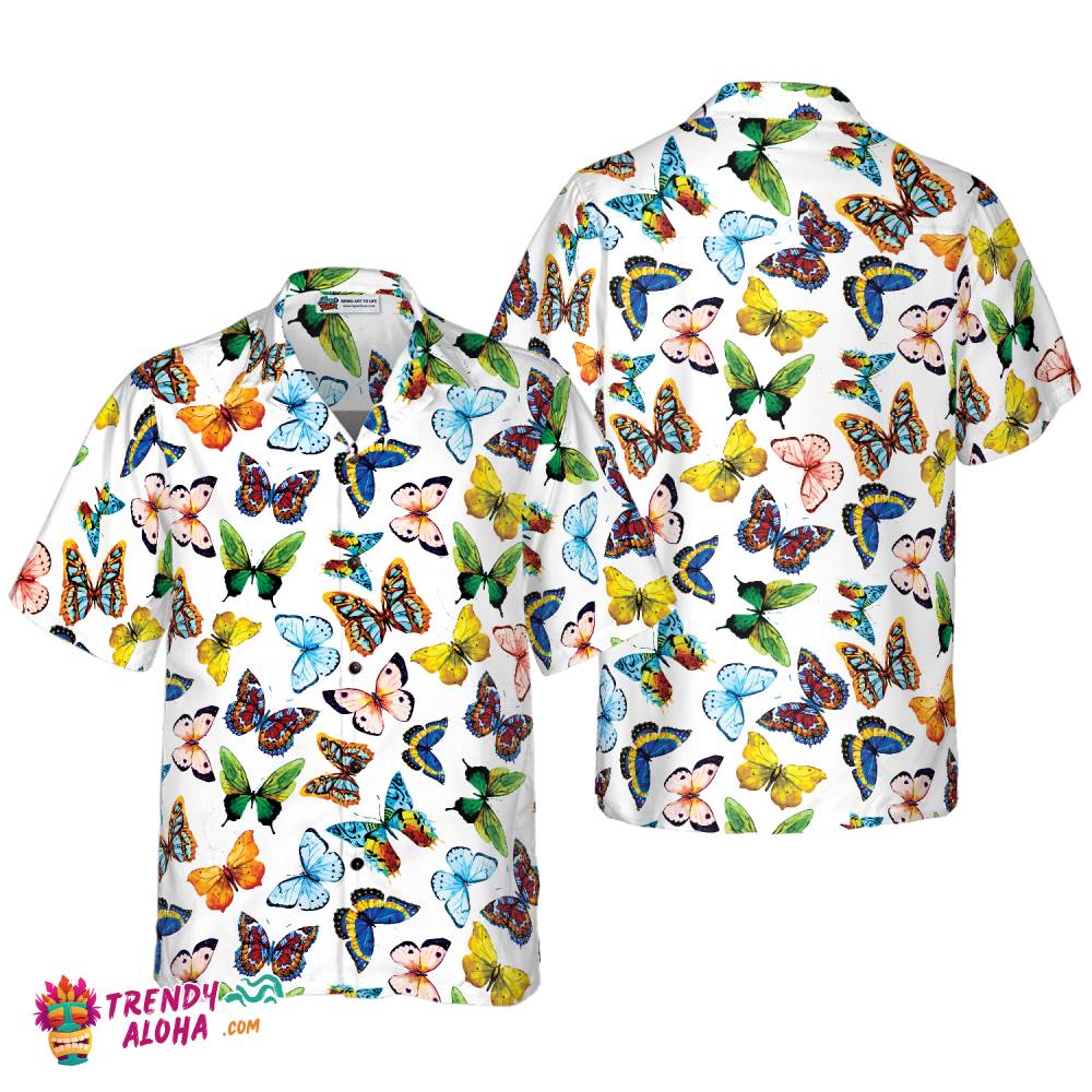 Watercolor Butterflies Hawaiian Shirt Watercolor Butterflies Hawaiian Shirt