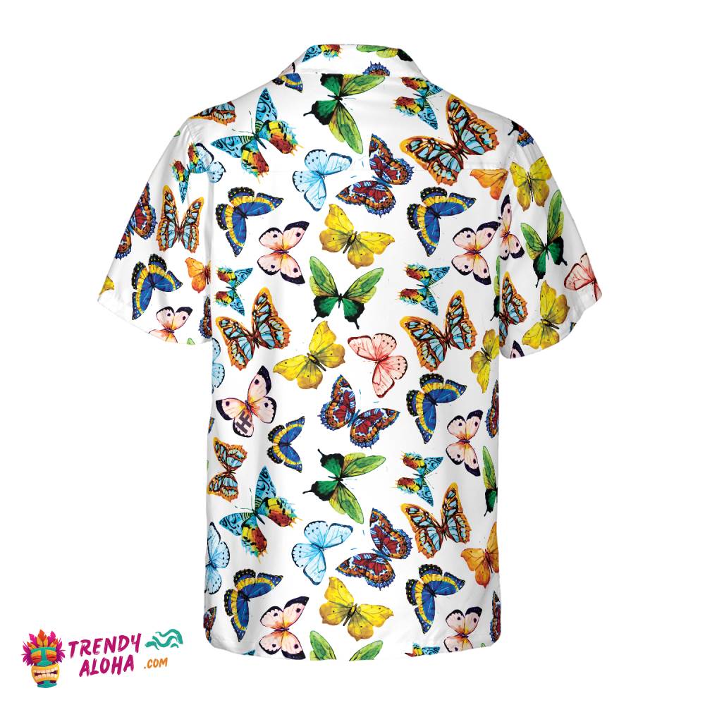 Watercolor Butterflies Hawaiian Shirt