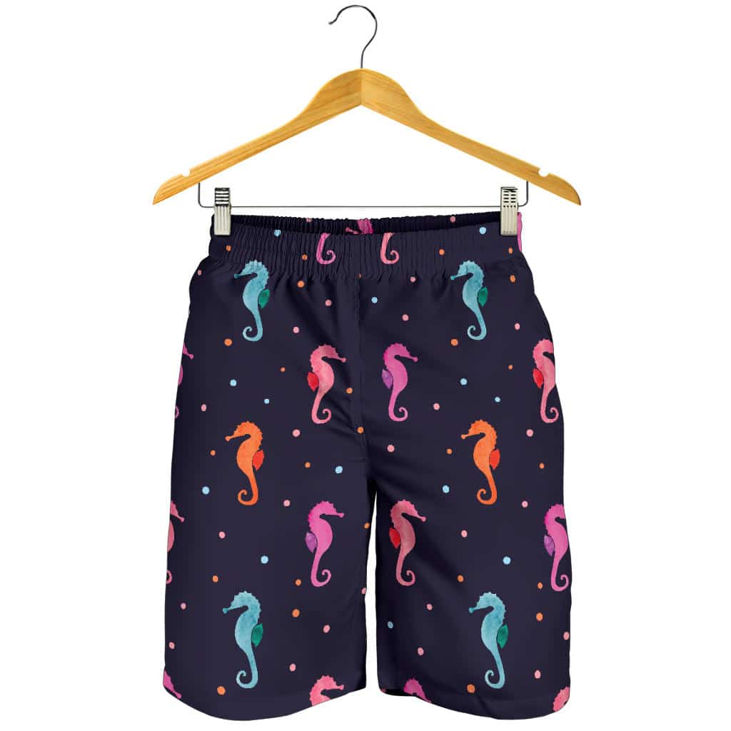 Watercolor Colorful Seahorse Pattern For Men Women Kid Shorts