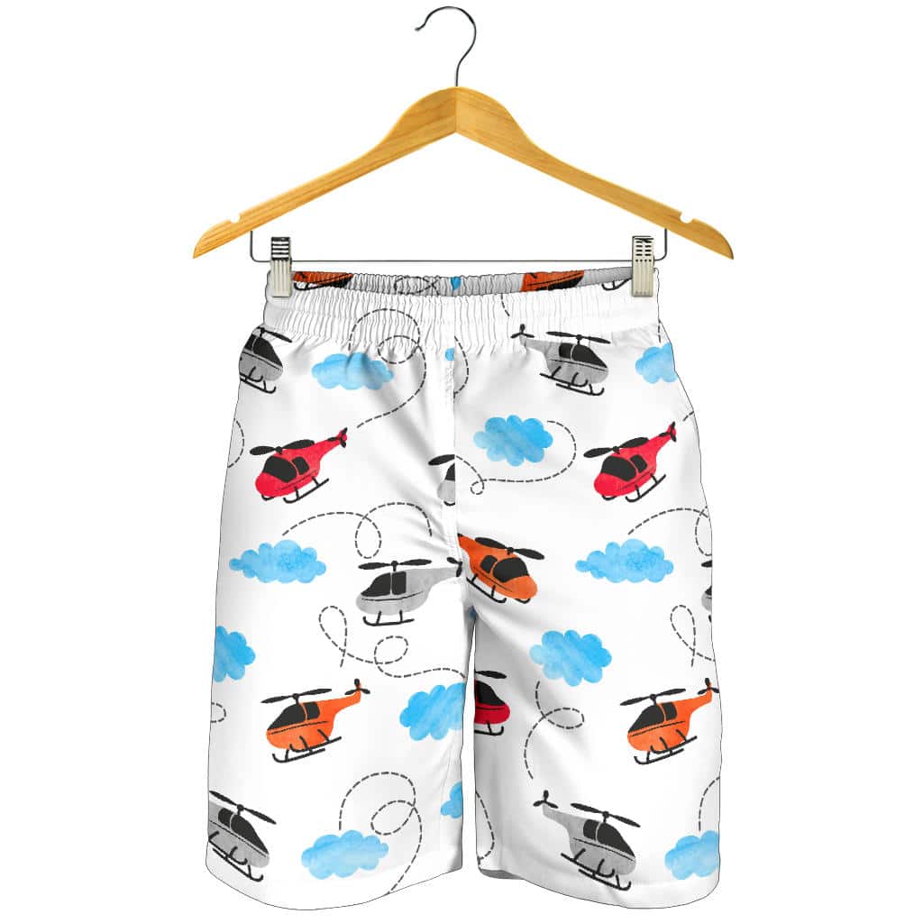 Watercolor Helicopter Cloud Pattern For Men Women Kid Shorts