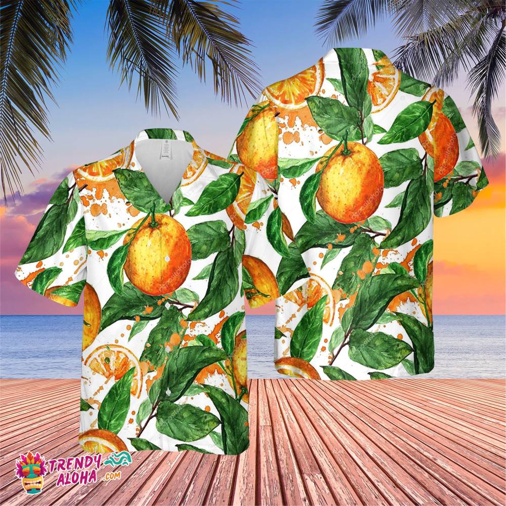 Watercolor Organe Trending Hawaiian Shirt, Summer Vacation Hawaiian Shirt