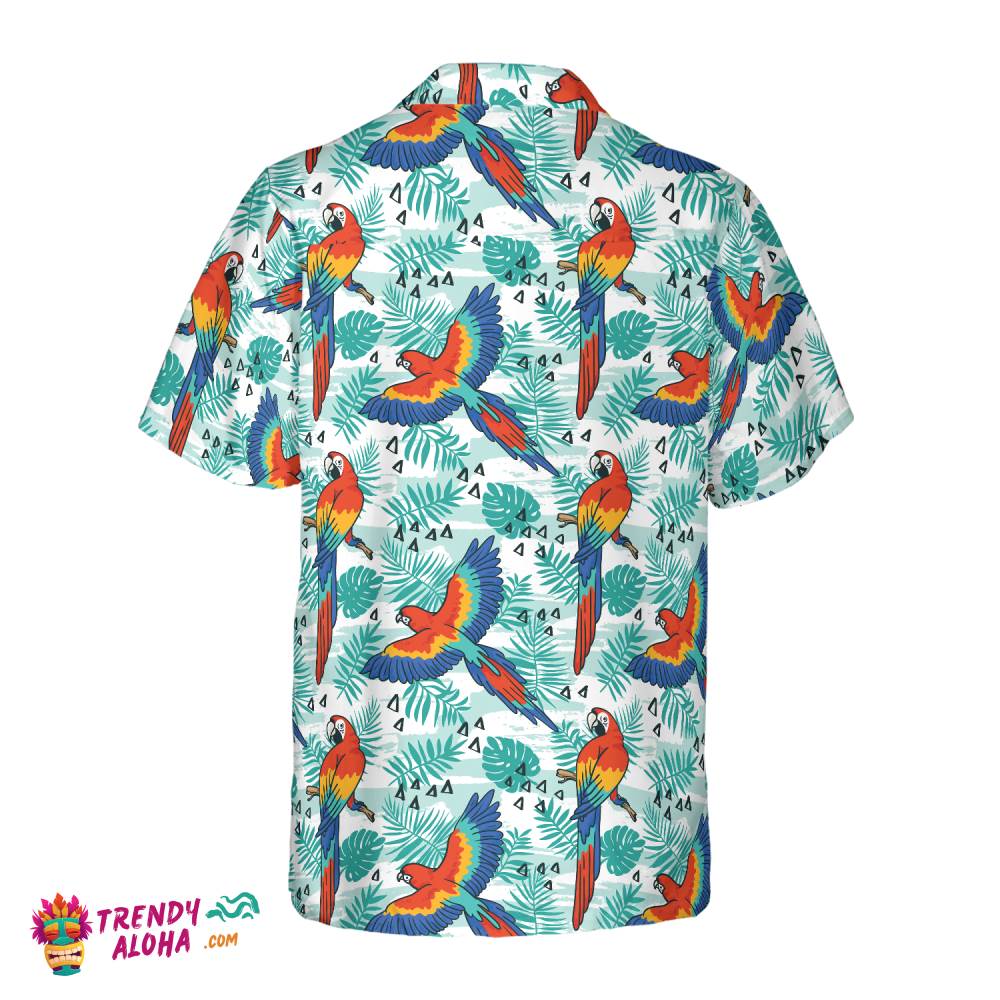 Watercolor Parrot & Palm Leaves Hawaiian Shirt