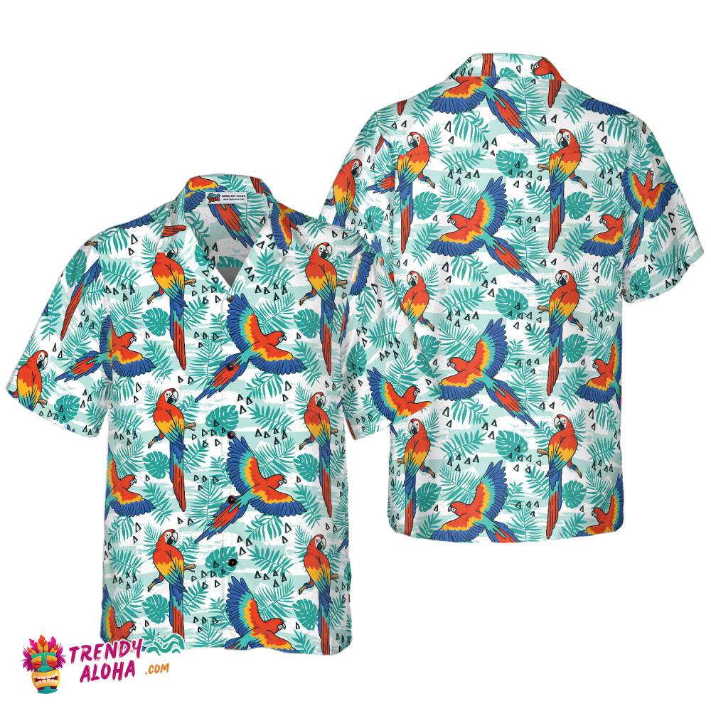 Watercolor Parrot & Palm Leaves Hawaiian Shirt
