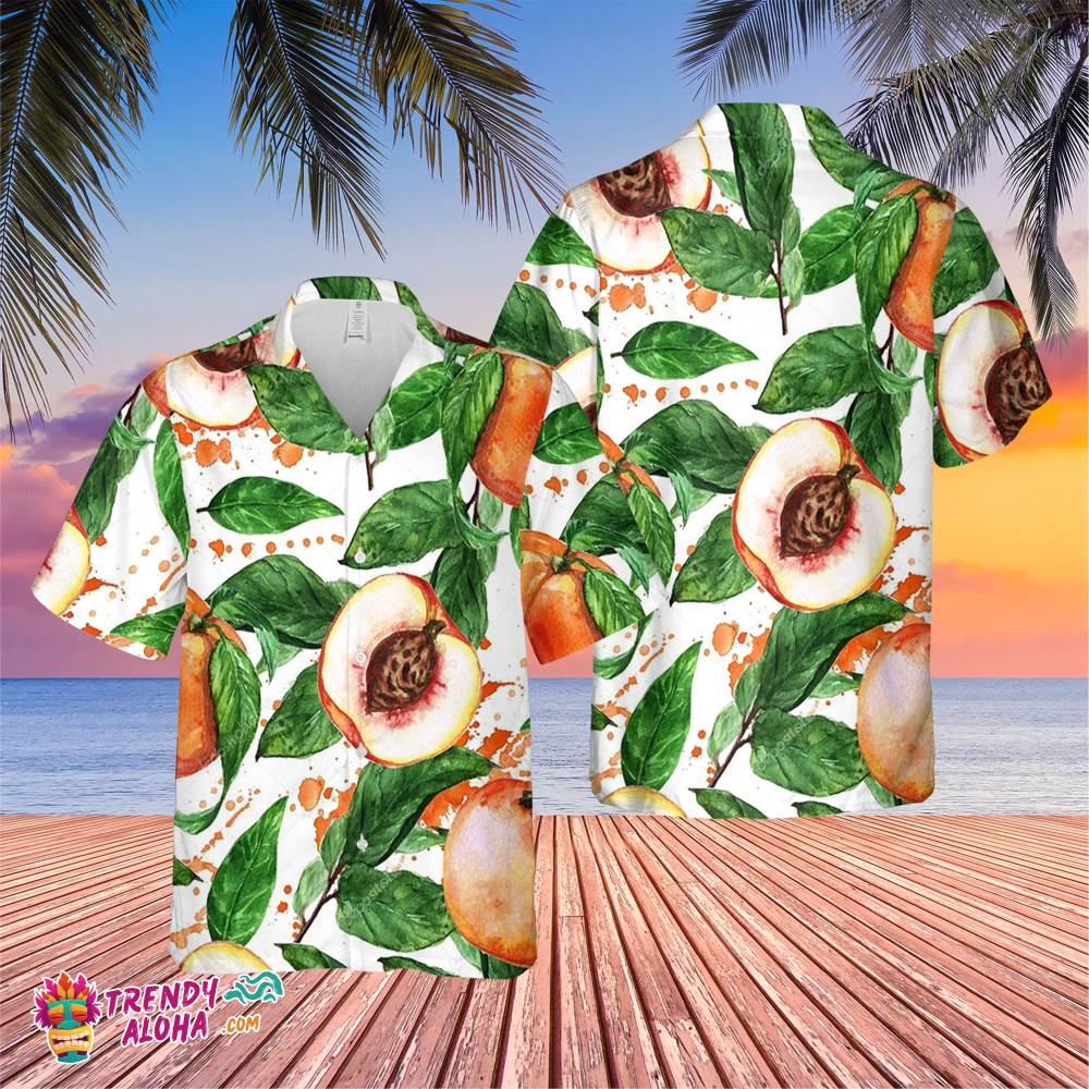Watercolor Peach Trending Hawaiian Shirt, Summer Vacation Hawaiian Shirt