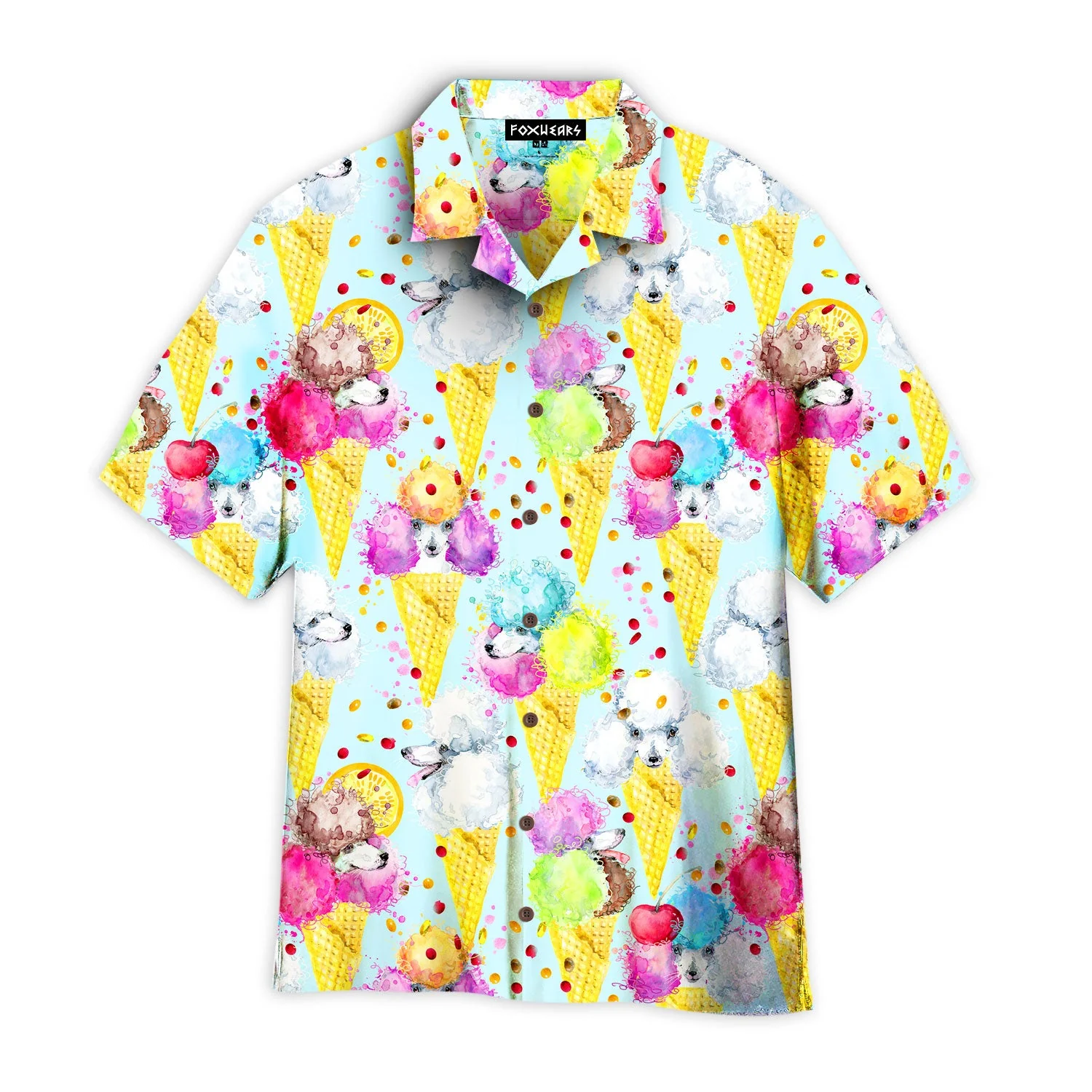 Watercolor Sweat Dog Ice Cream Aloha Hawaiian Shirts