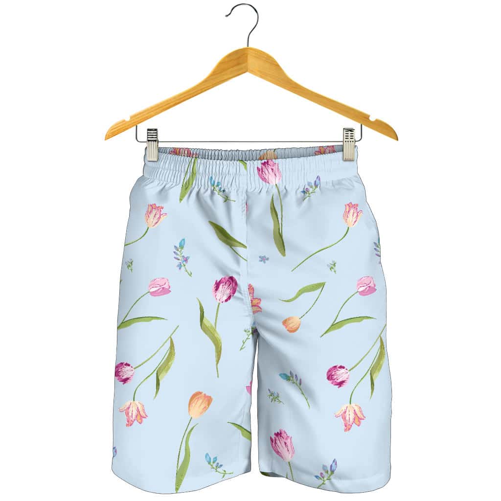Watercolor Tulips Pattern For Men Women Kid Shorts