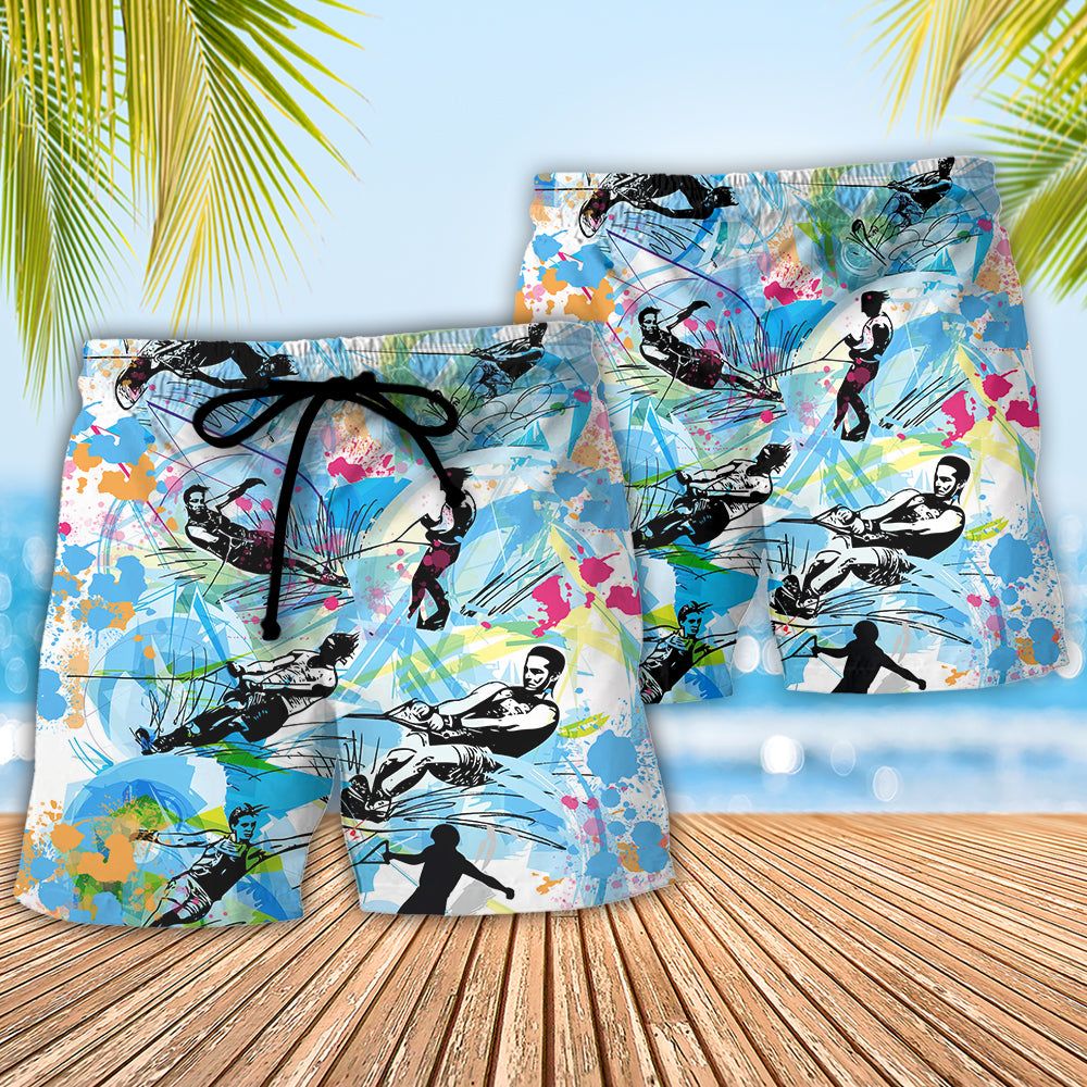 Waterskiing Saved Me From Being A Pornstar Now I’m Just A Waterskier Retro Style Trendy Aloha Hawaiian Beach Shorts