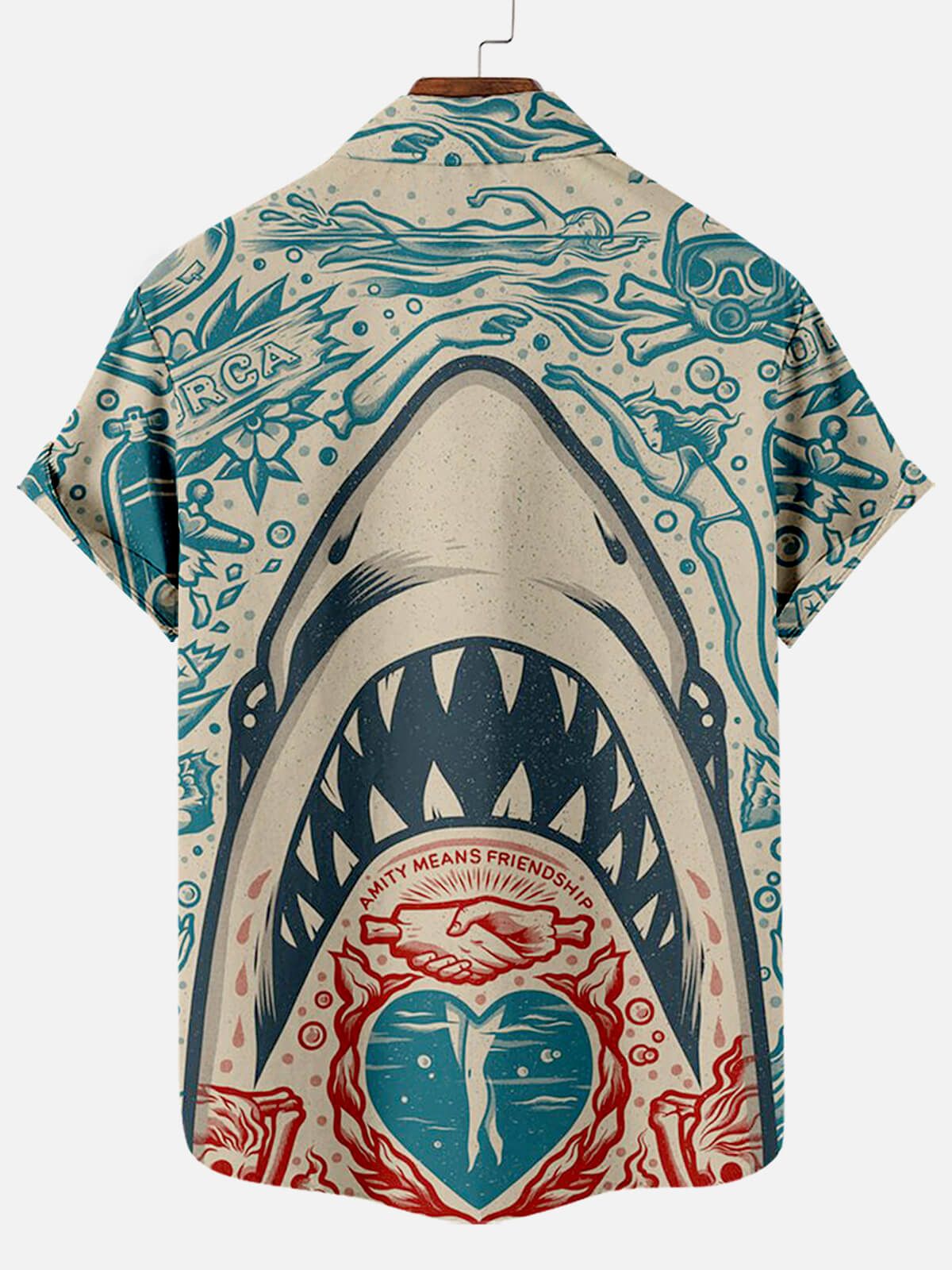 Waves of Power: Great White Shark Hawaiian Shirt