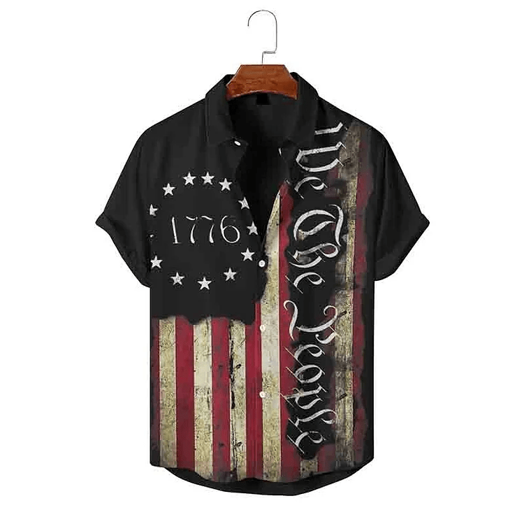 We Are People Vintage American Flag Printed Short Sleeve Trendy Hawaiian Shirt For Men And Women We Are People Vintage American Flag Printed Short Sleeve Trendy Hawaiian Shirt For Men And Women