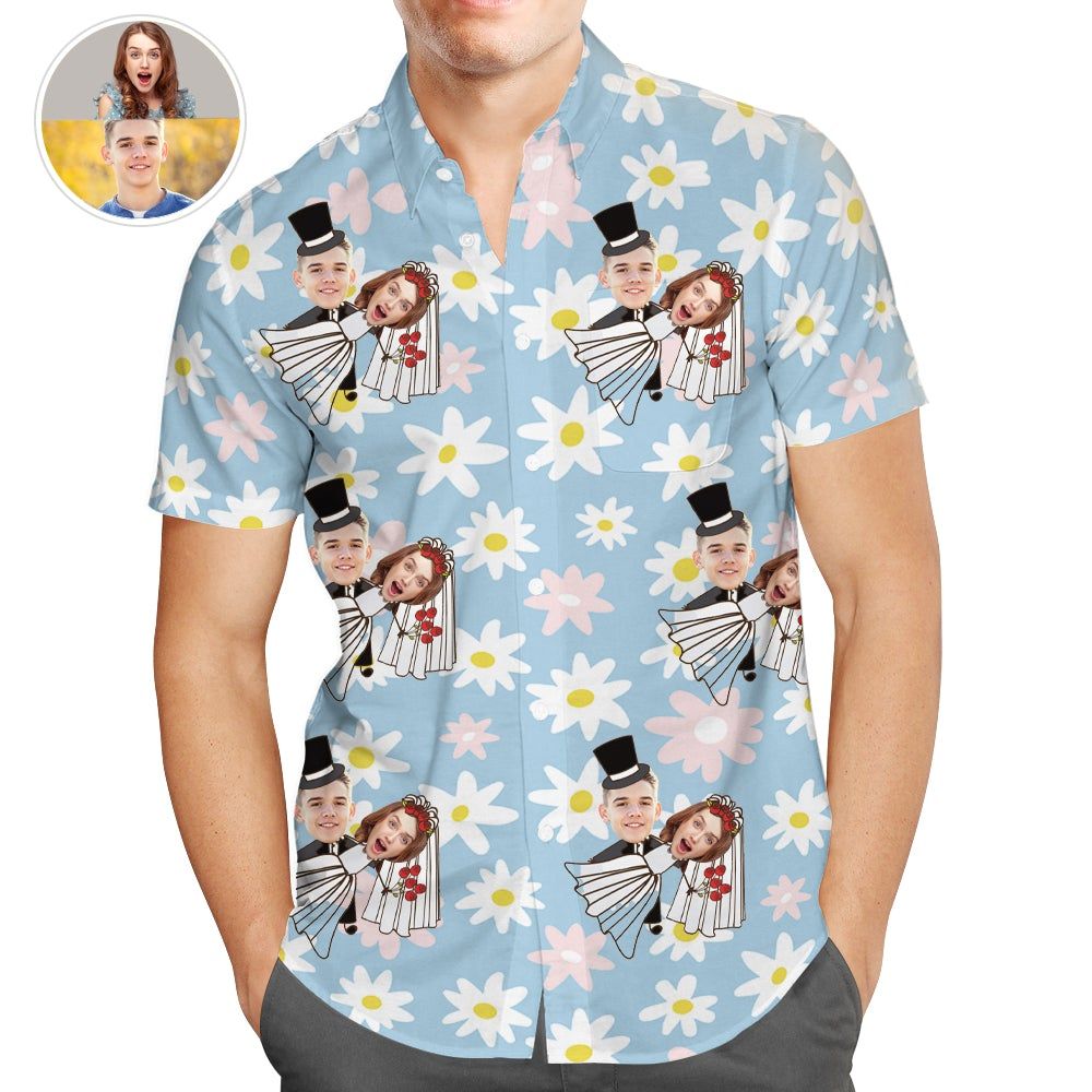 Wedding Gifts, Personalized Couple Photo Hawaiian Shirt, Funny Wedding Shirts, Best Valentines Gift