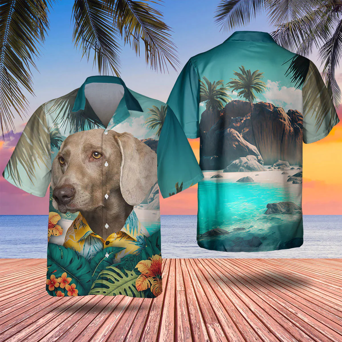Weimaraner 3D Tropical Trendy Hawaiian Shirt, Dog Lover Trendy Hawaiian Shirt, Summer Gift For Men And Women Weimaraner 3D Tropical Trendy Hawaiian Shirt, Dog Lover Trendy Hawaiian Shirt, Summer Gift For Men And Women