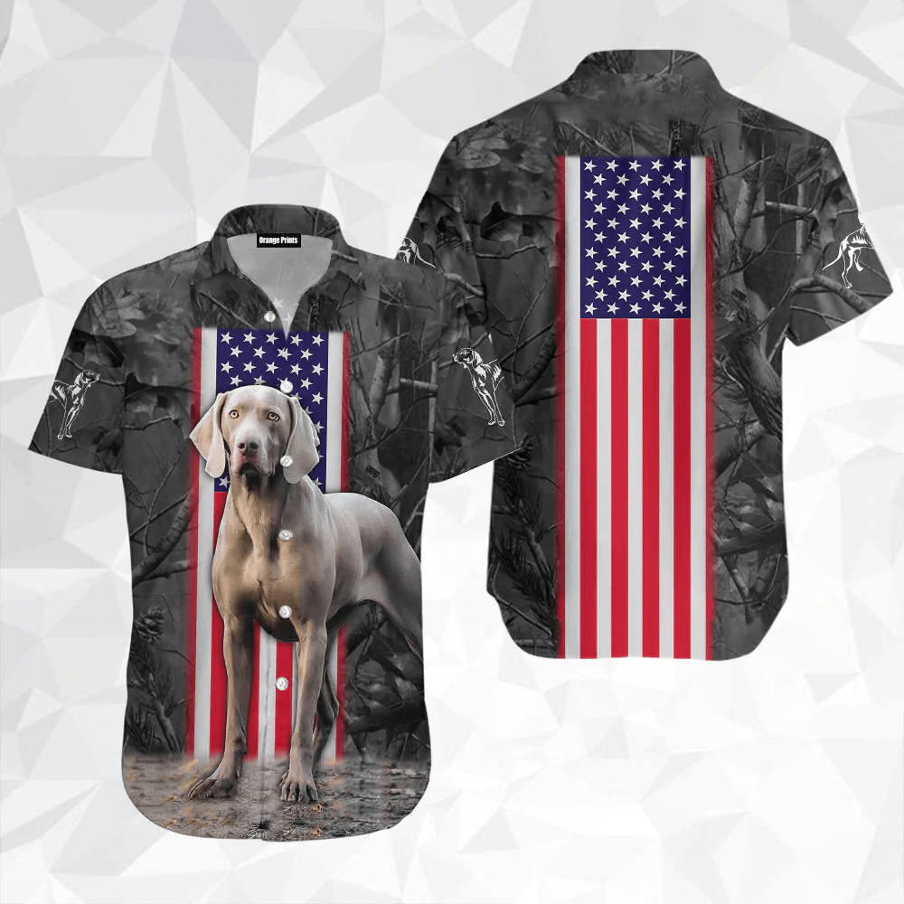 Weimaraner Camo Flag Dog Aloha Trendy Hawaiian Shirts For Men & For Women