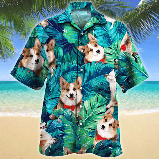 Welsh Corgi Dog Lovers Hawaiian Style For Summertime All Printed 3D Hawaiian Shirt