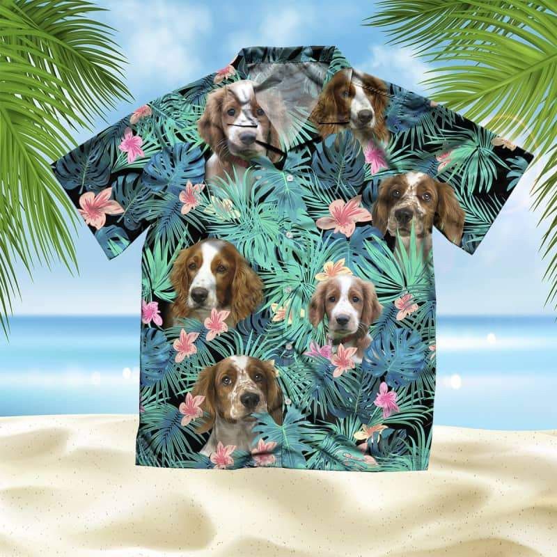 Welsh Springer Spaniel Dog Summer Leaves Hawaiian Shirt