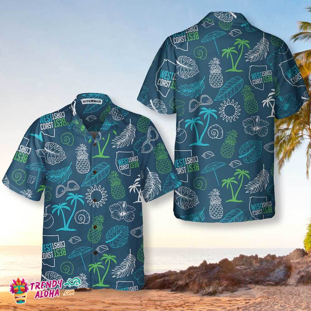 West Coast Best Coast Tropical Hawaiian Shirt West Coast Best Coast Tropical Hawaiian Shirt