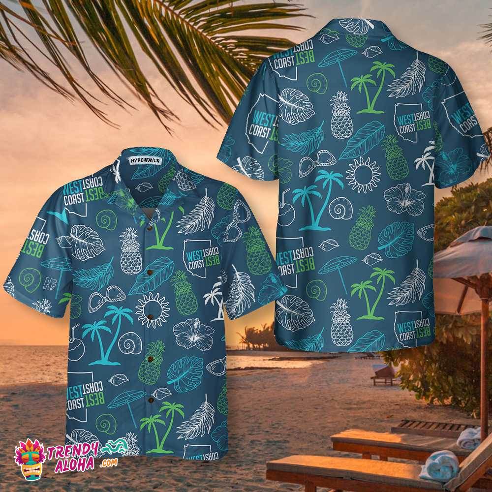 West Coast Best Coast Tropical Hawaiian Shirt