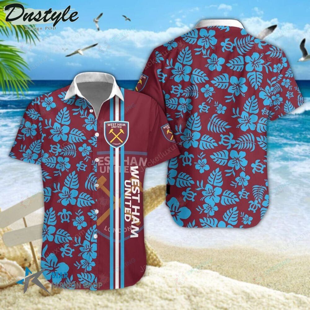 West Ham United Fc Blue Flower Trendy Hawaiian Shirt Aloha Shirt