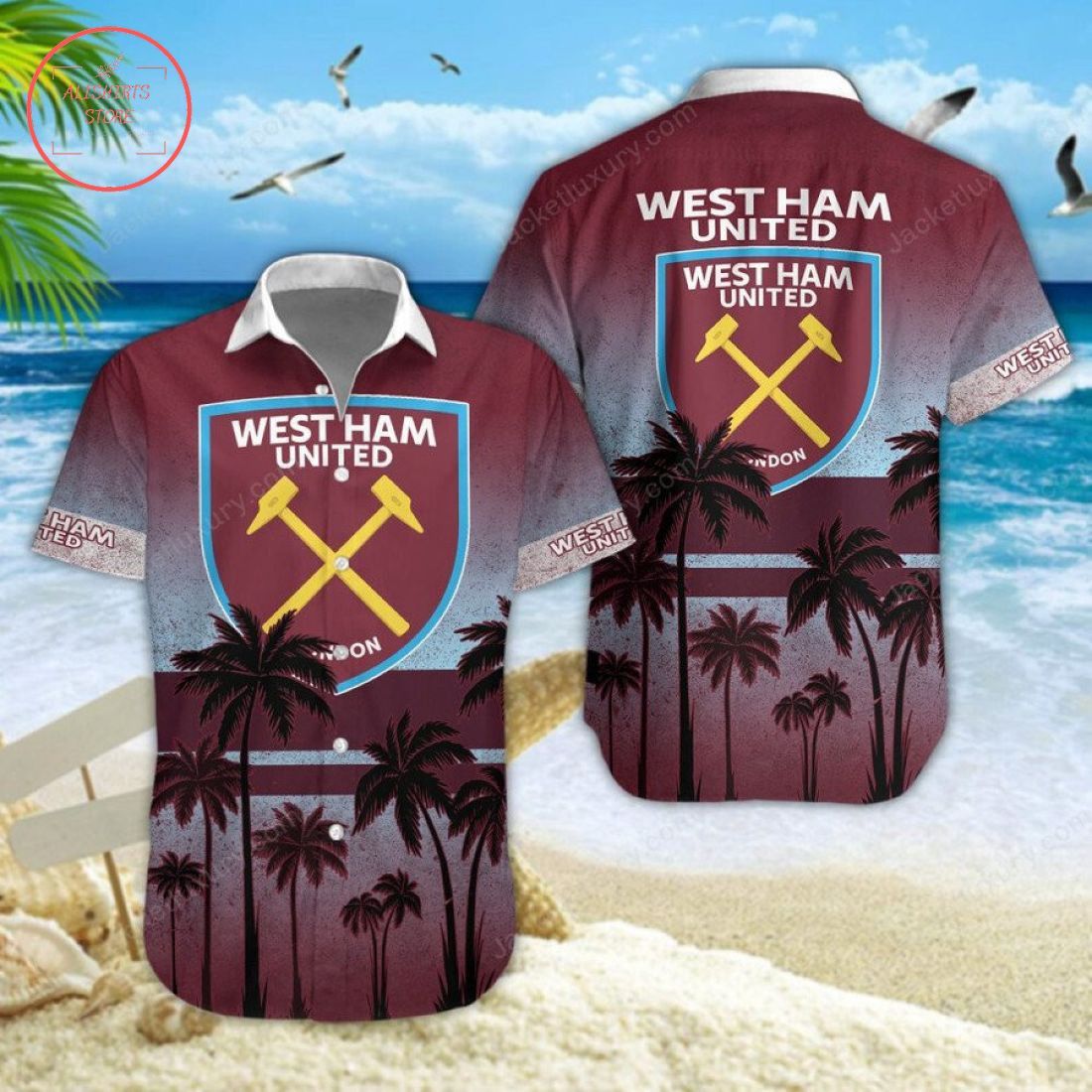 West Ham United Fc Coconut Tree Beach Hawaiian Shirt
