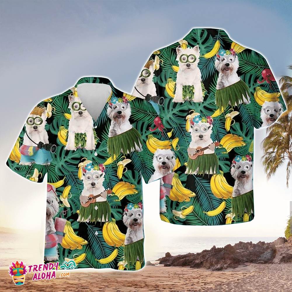 West Highland Hawaiian Shirt Dog Tropical, Aloha Hawaiian Shirts
