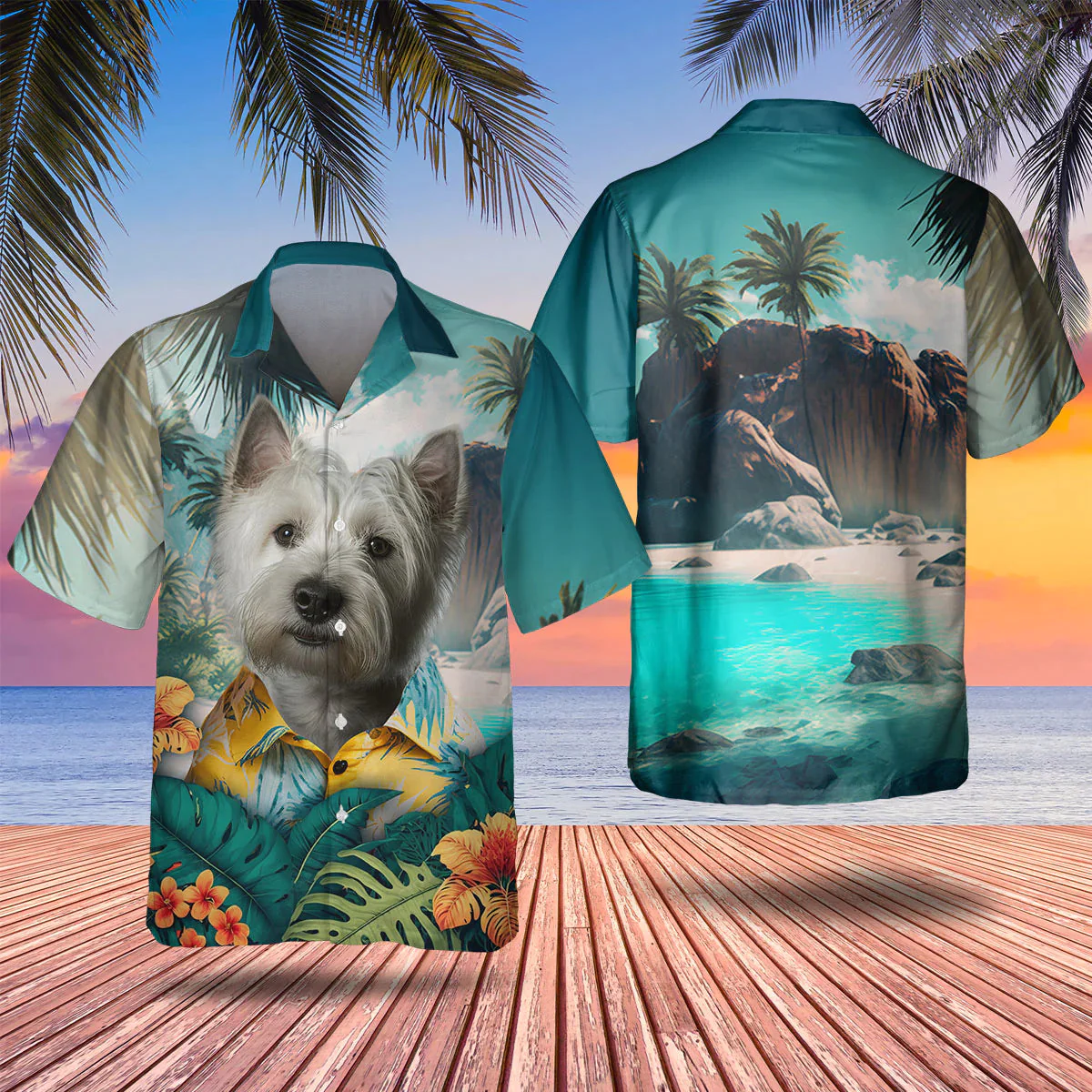 West Highland White Terrier 3D Trendy Hawaiian Shirt, Dog Lover Trendy Hawaiian Shirt, Summer Trendy Hawaiian Shirt For Men And Women