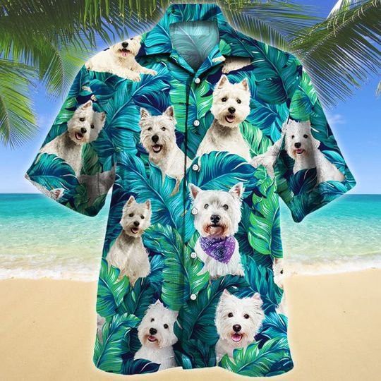West Highland White Terrier Dog Lovers Hawaiian Style For Summertime All Printed 3D Hawaiian Shirt