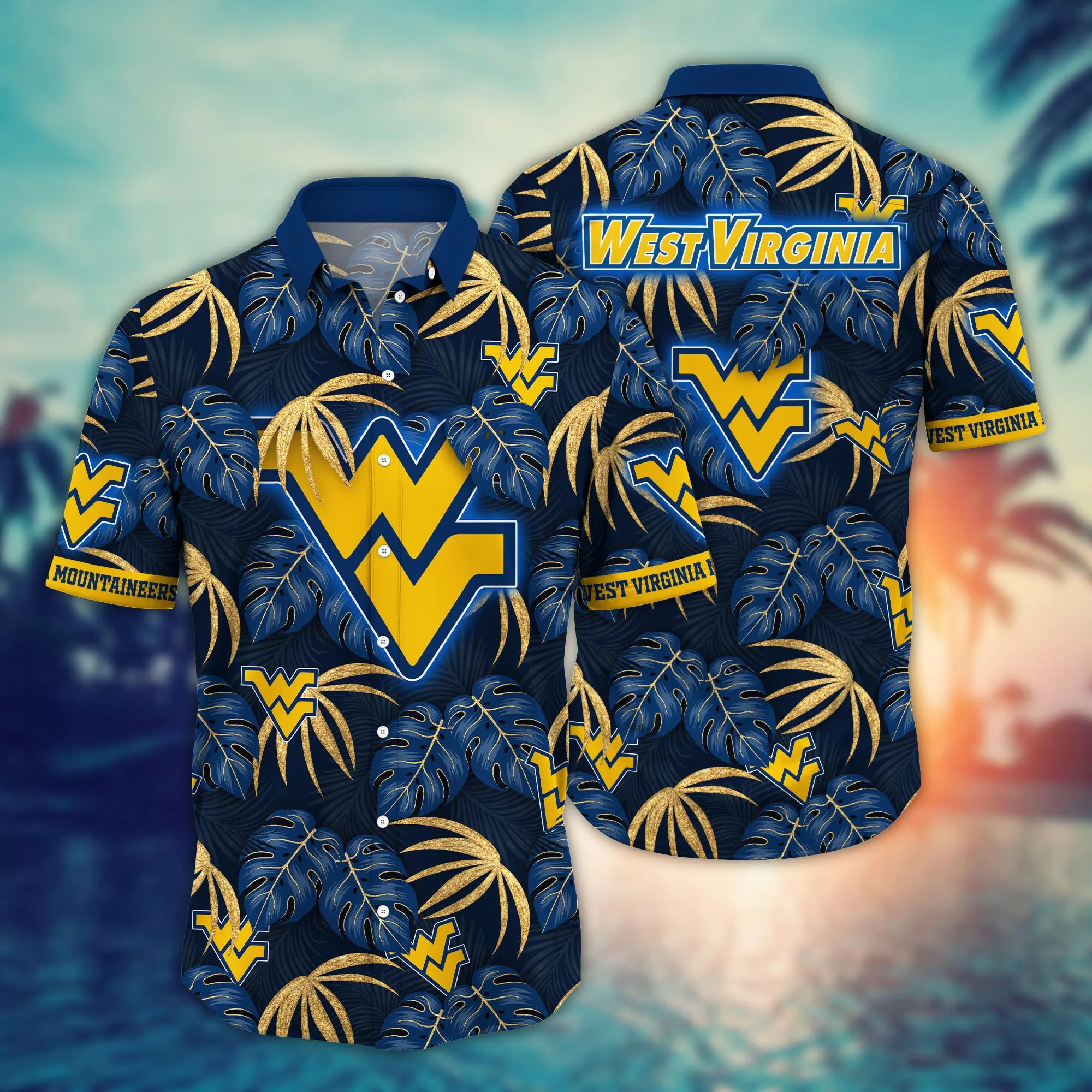 West Virginia Mountaineers NCAA Hawaiian Shirt Beach Fun Aloha Shirt West Virginia Mountaineers NCAA Hawaiian Shirt Beach Fun Aloha Shirt