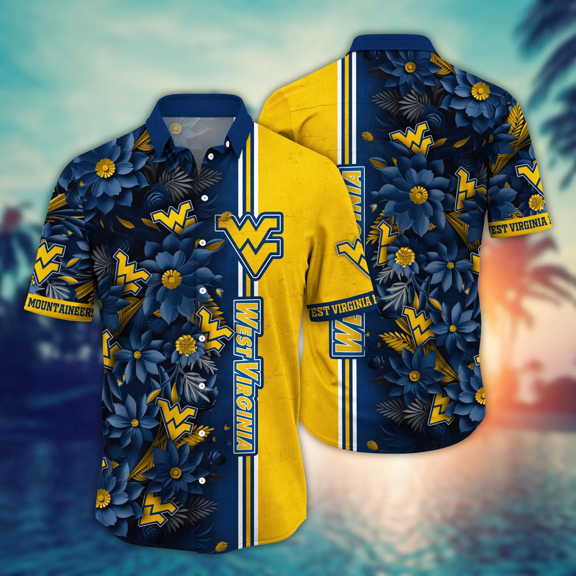 West Virginia Mountaineers NCAA Hawaiian Shirt Custom Long Days Aloha Shirt West Virginia Mountaineers NCAA Hawaiian Shirt Custom Long Days Aloha Shirt