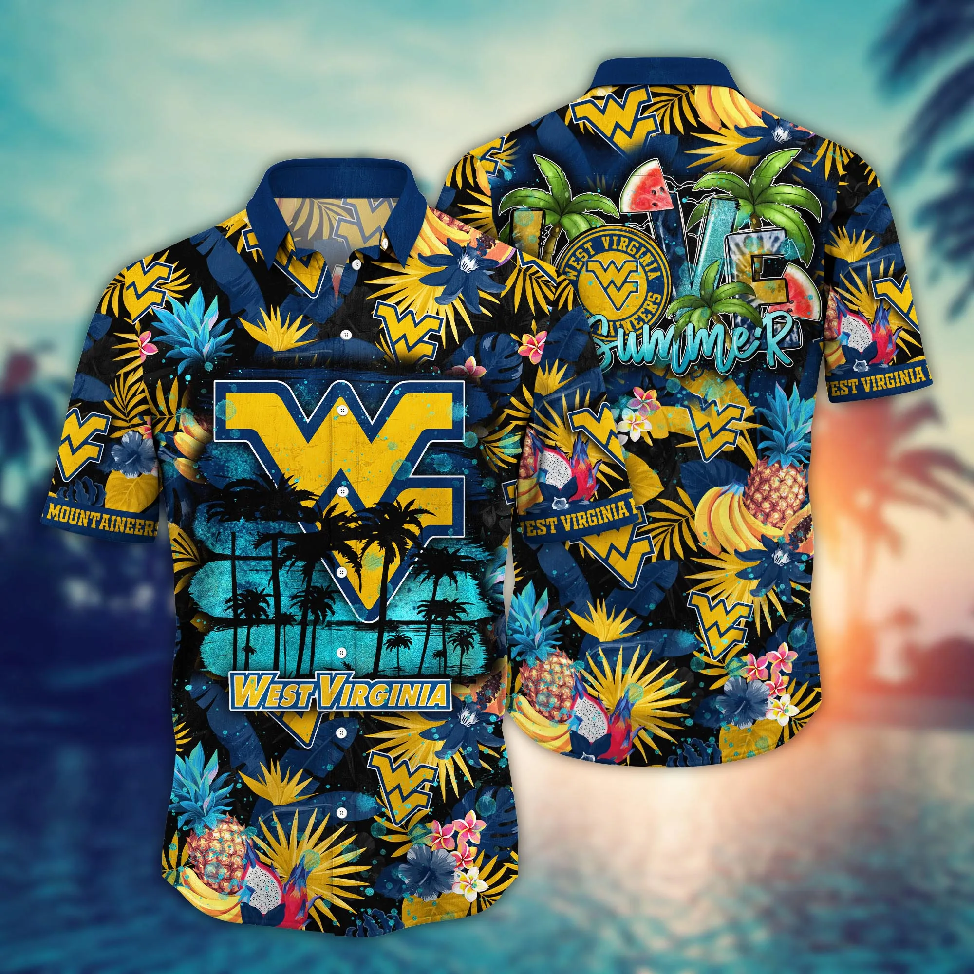 West Virginia Mountaineers NCAA Hawaiian Shirt Dry Seasontime Aloha Shirt West Virginia Mountaineers NCAA Hawaiian Shirt Dry Seasontime Aloha Shirt