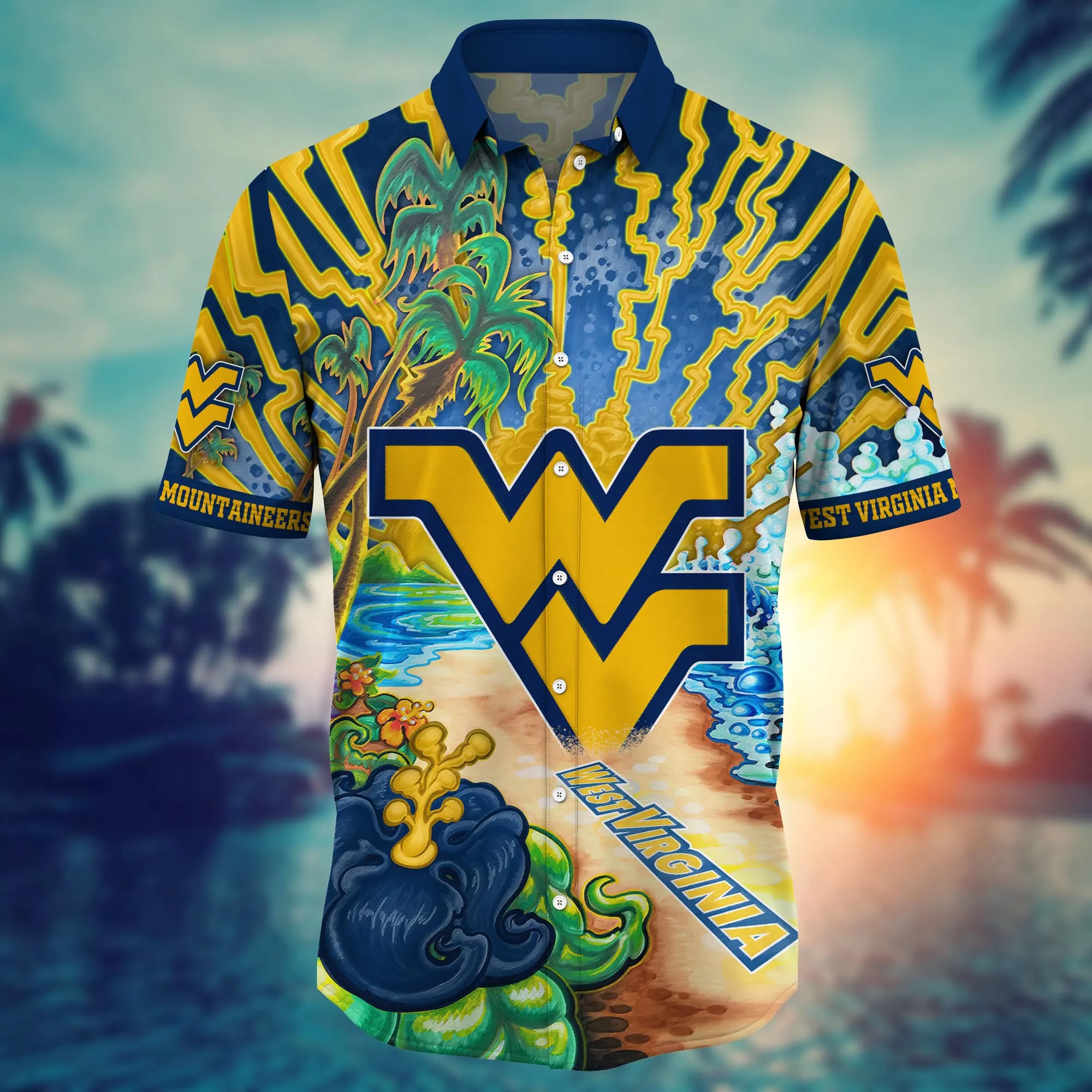 West Virginia Mountaineers NCAA Hawaiian Shirt Ice-Cold Drinkstime Aloha Shirt