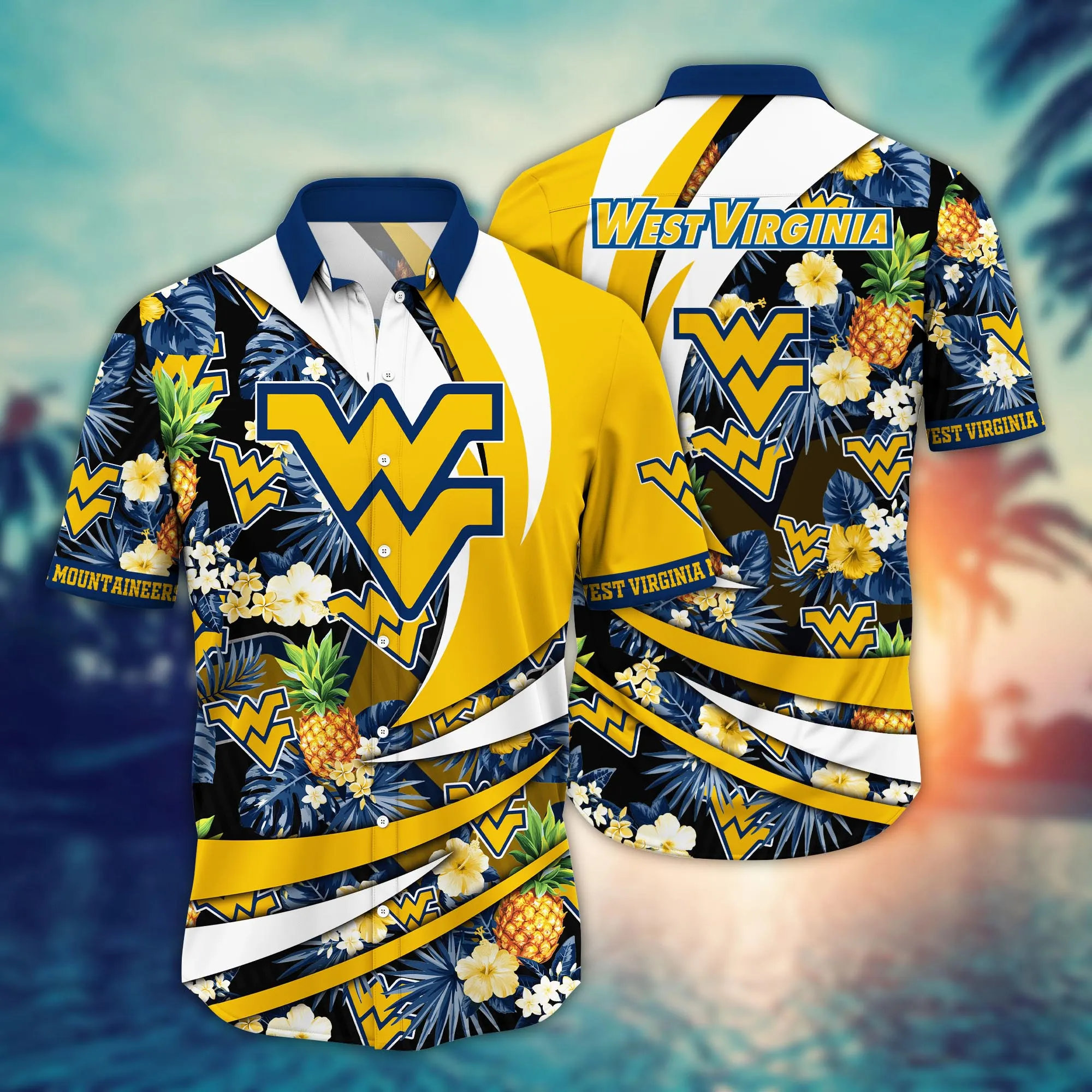 West Virginia Mountaineers NCAA Hawaiian Shirt Mosquito Bites Aloha Shirt West Virginia Mountaineers NCAA Hawaiian Shirt Mosquito Bites Aloha Shirt