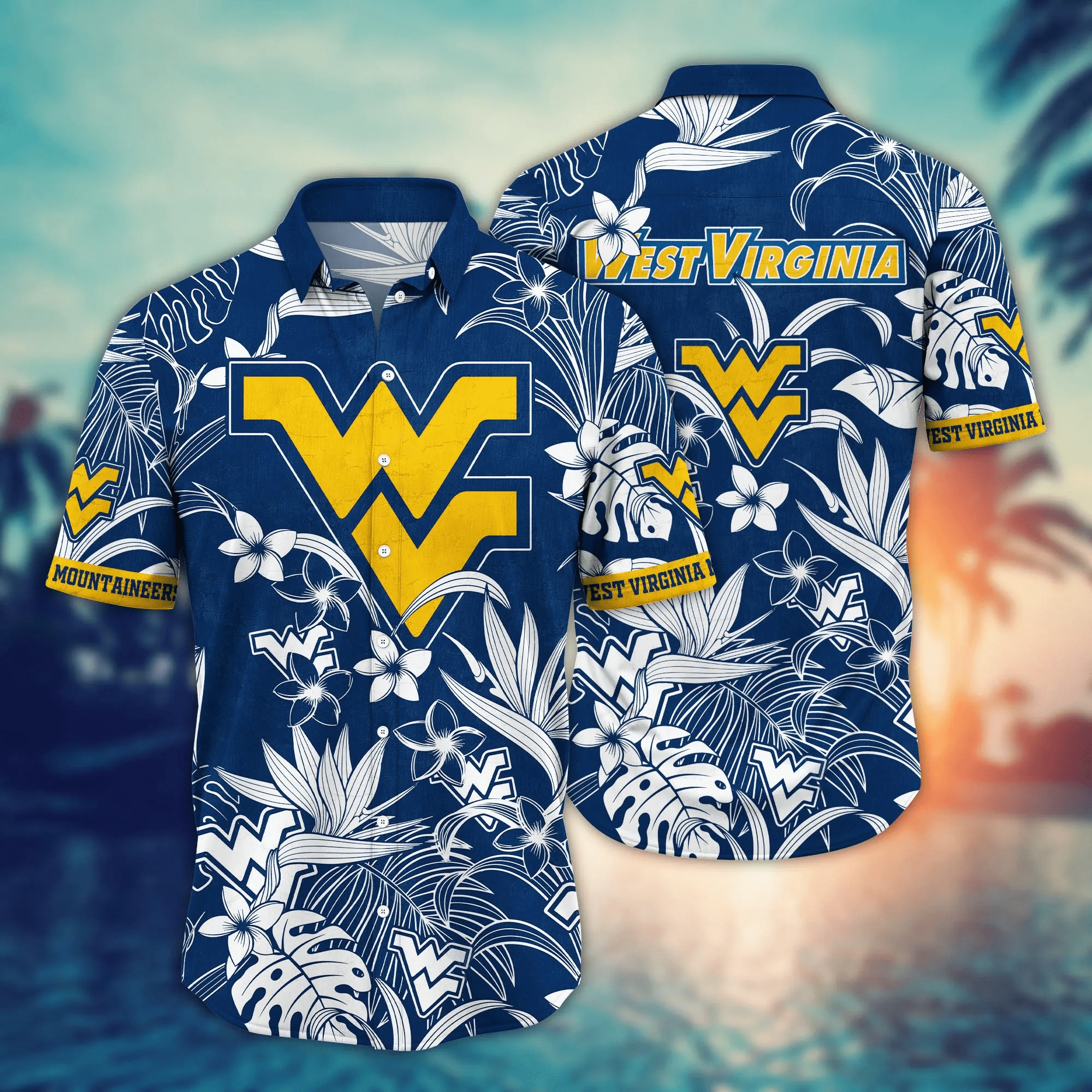 West Virginia Mountaineers NCAA Hawaiian Shirt Tanningtime Aloha Shirt West Virginia Mountaineers NCAA Hawaiian Shirt Tanningtime Aloha Shirt