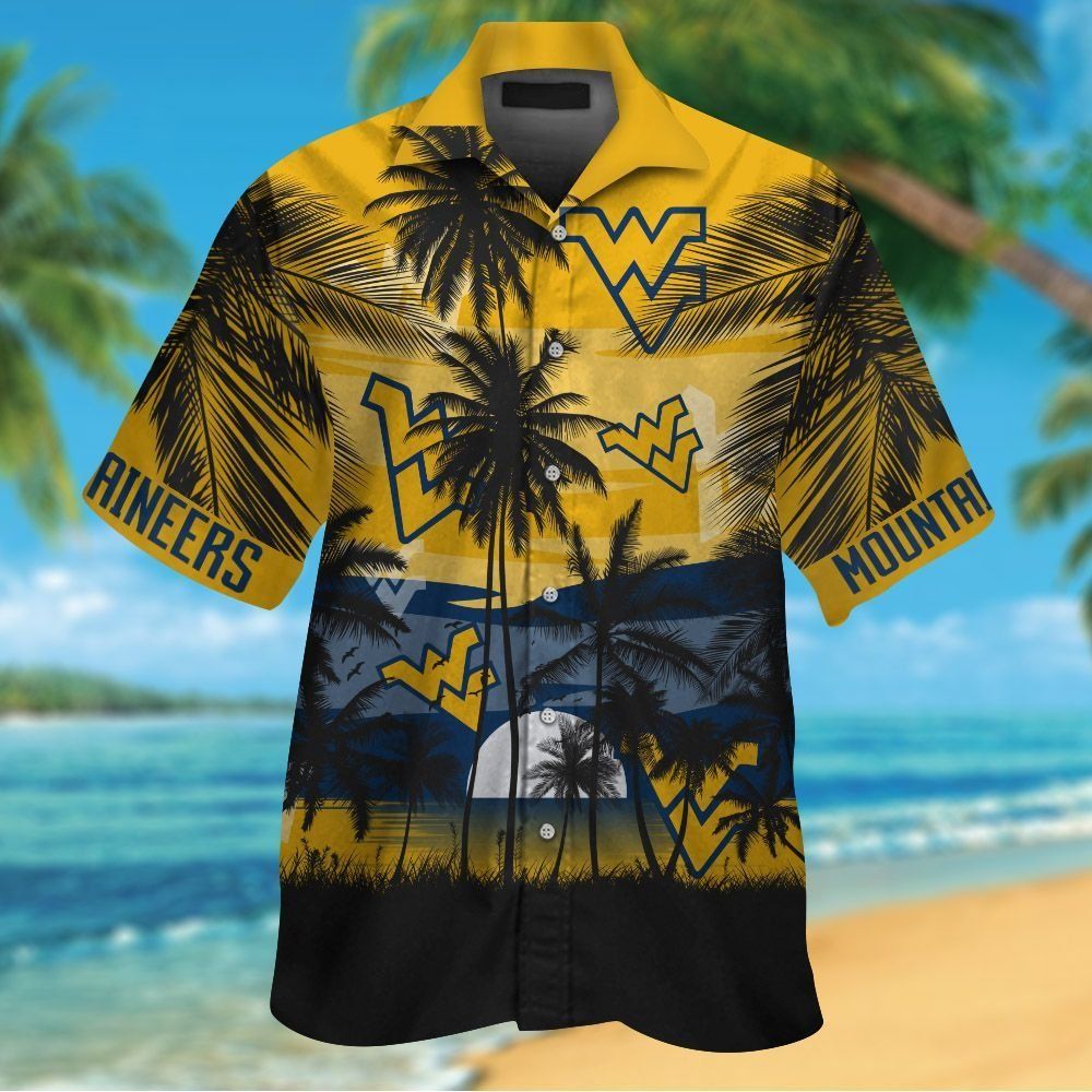 West Virginia Mountaineers Short Sleeve Button Up Tropical Hawaiian Shirts