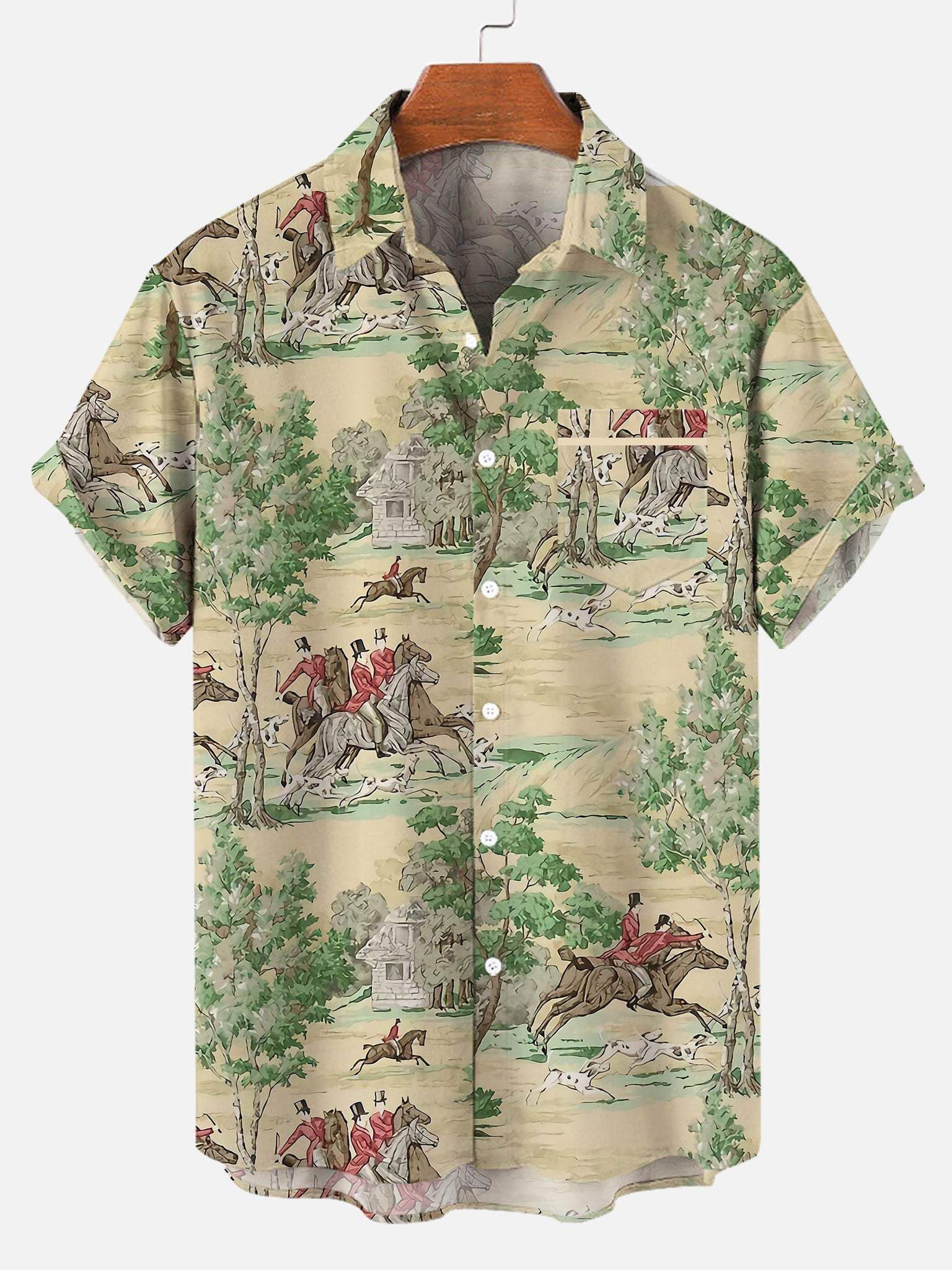 Western Cowboy Print 3D Hawaiian Shirt Horseback Riding Scene