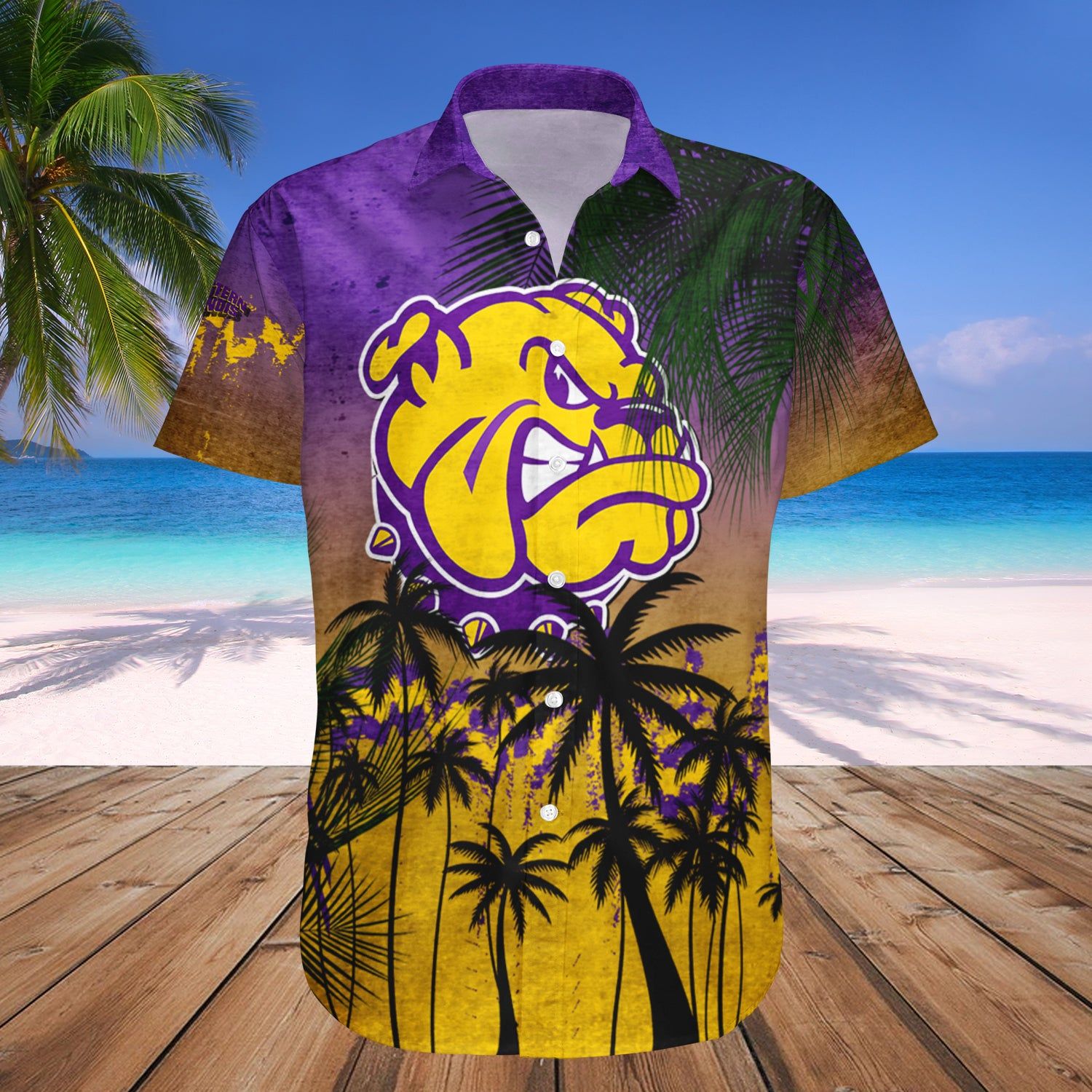 Western Illinois Leathernecks Hawaii Shirt Coconut Tree Tropical Grunge – NCAA