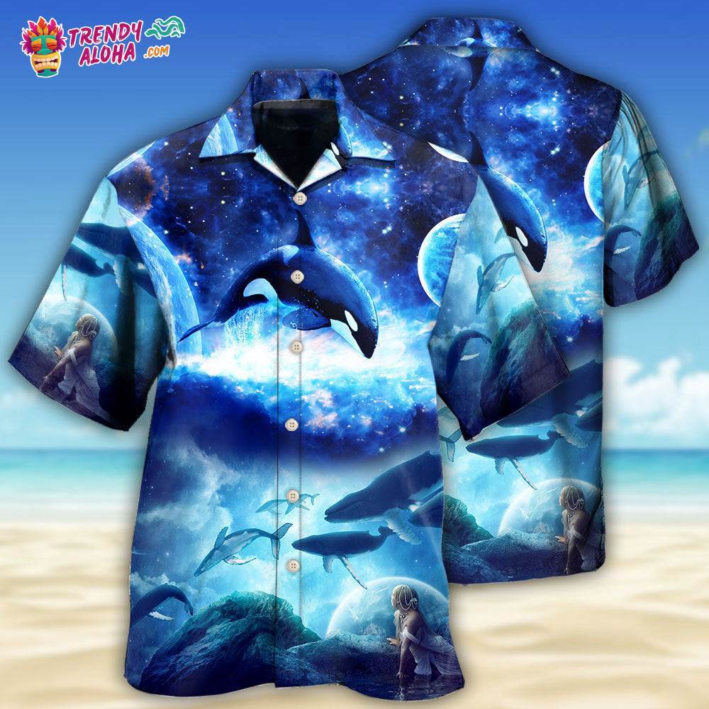 Whale Blue Galaxy Mysterious Hawaiian Shirt – Trendy Aloha