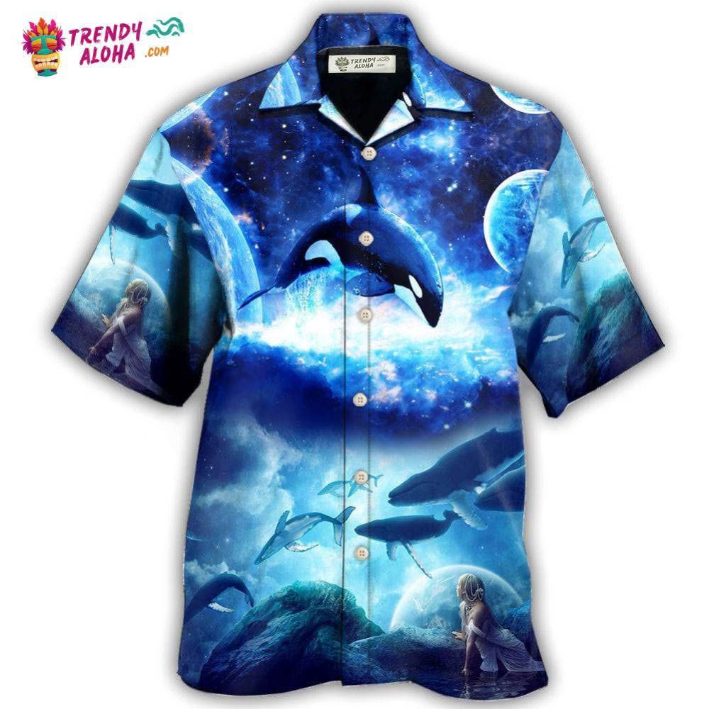 Whale Blue Galaxy Mysterious Hawaiian Shirt – Trendy Aloha