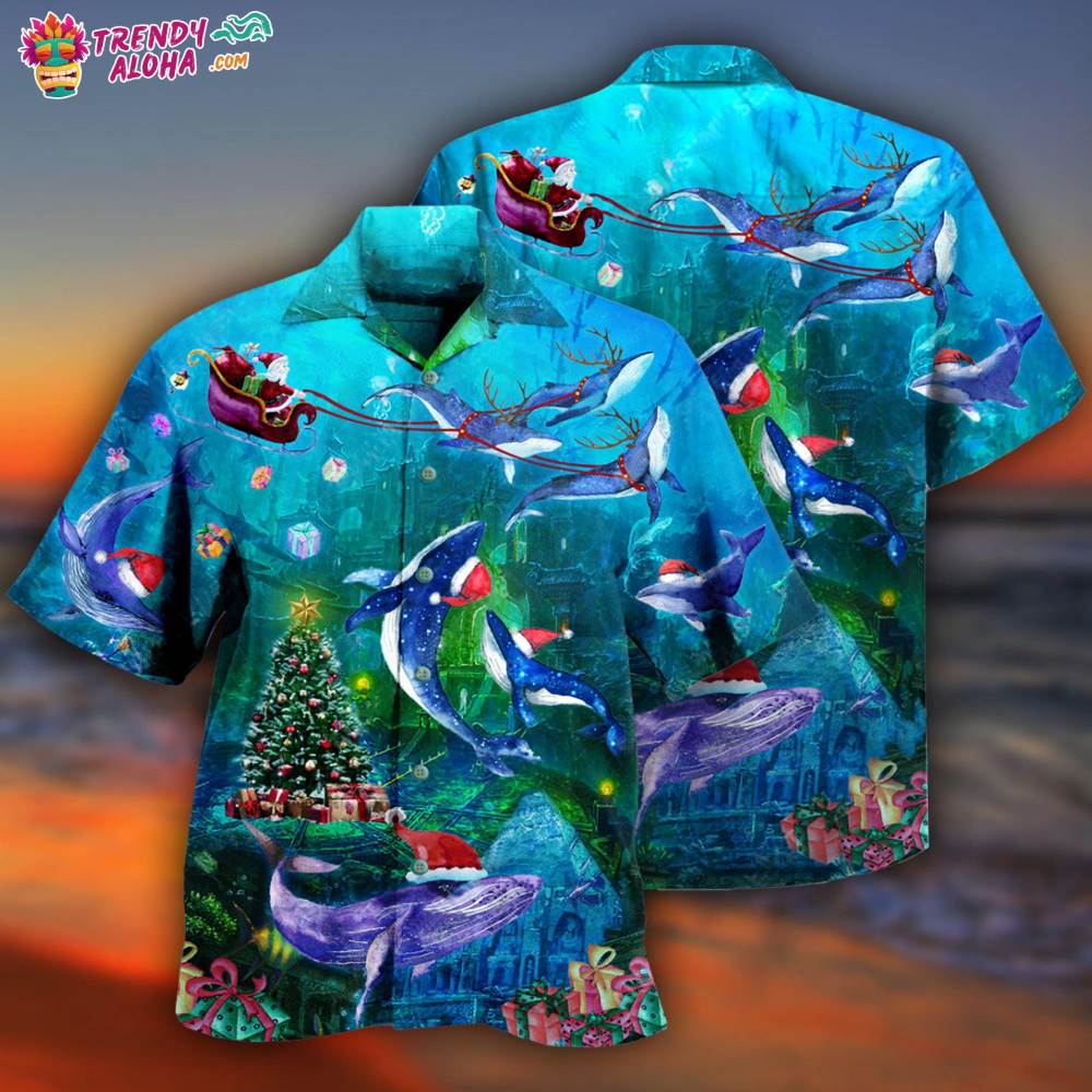 Whale Chirstmas Whales Under The Sea Hawaiian Shirt – Trendy Aloha