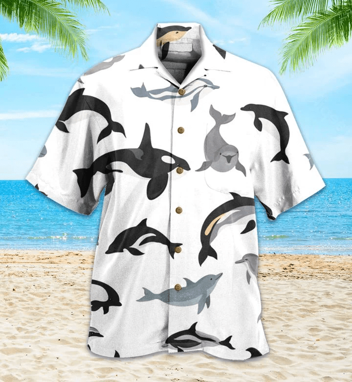 Whale Dolphin White Nice Trendy Hawaiian Shirt 3D Summer Gifts
