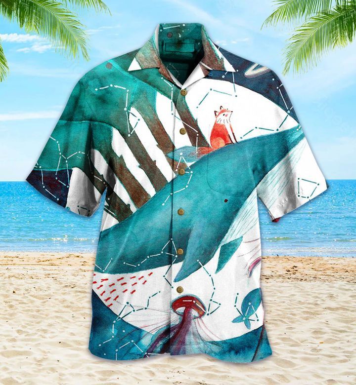 Whale Funny Green Hawaiian Shirt 3D Summer Gifts