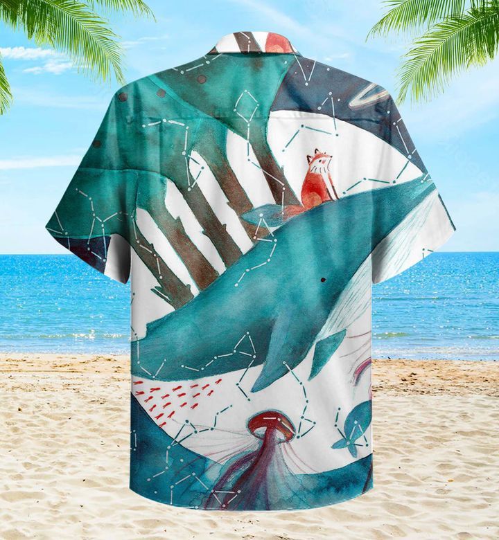 Whale Funny Green Trendy Hawaiian Shirt 3D Summer Gifts