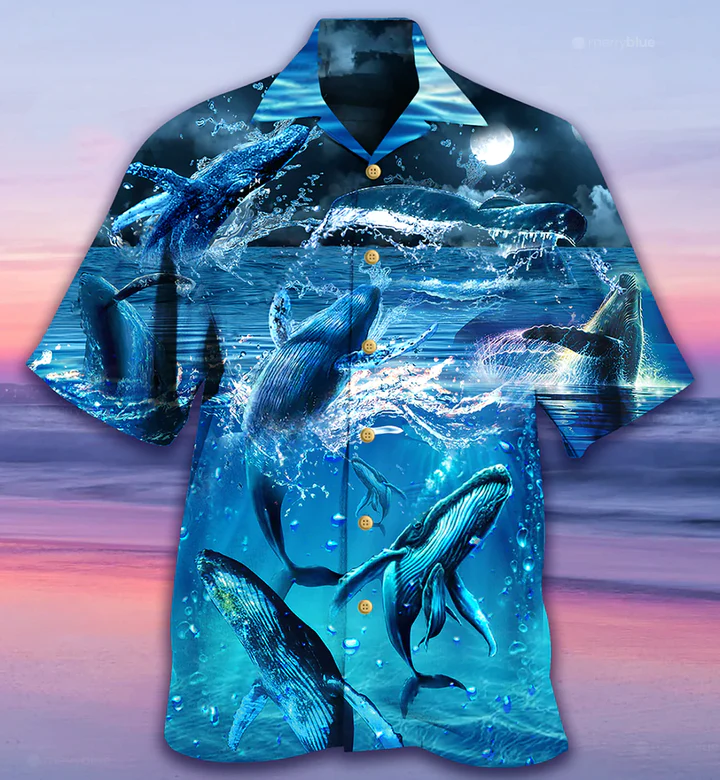 Whale Love Ocean Blue Edition Trendy Hawaiian Shirt 3D Summer Gifts Whale Love Ocean Blue Edition Trendy Hawaiian Shirt 3D Summer Gifts