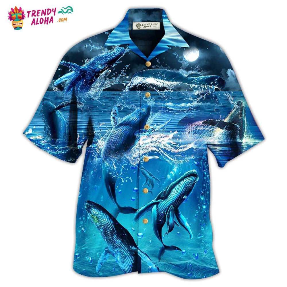 Whale Love Ocean Blue Hawaiian Shirt – Trendy Aloha