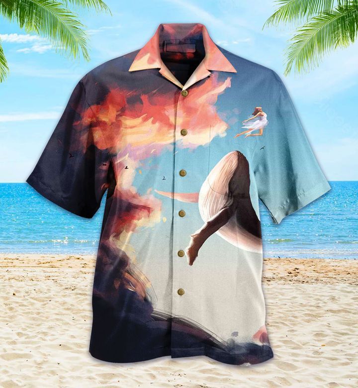 Whale Sky Colorful Trendy Hawaiian Shirt 3D Summer Gifts Whale Sky Colorful Trendy Hawaiian Shirt 3D Summer Gifts
