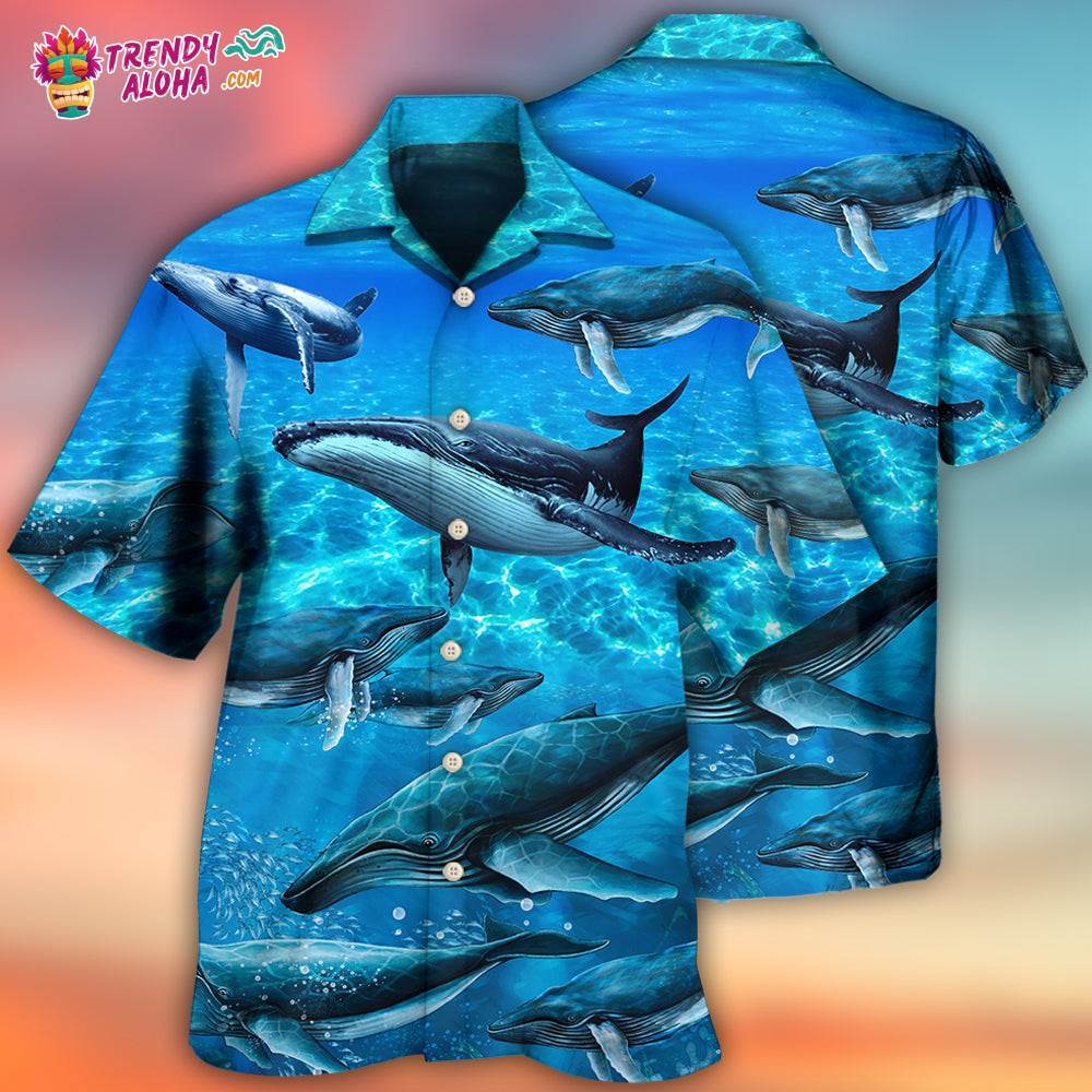 Whale Style In Blue Ocean Hawaiian Shirt – Trendy Aloha