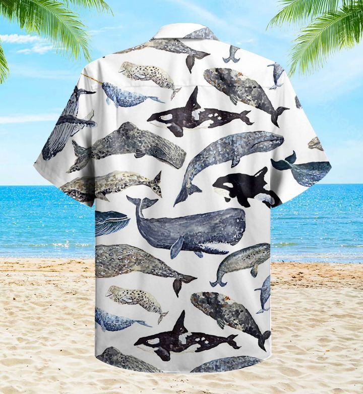 Whale Types Grey Trendy Hawaiian Shirt 3D Summer Gifts