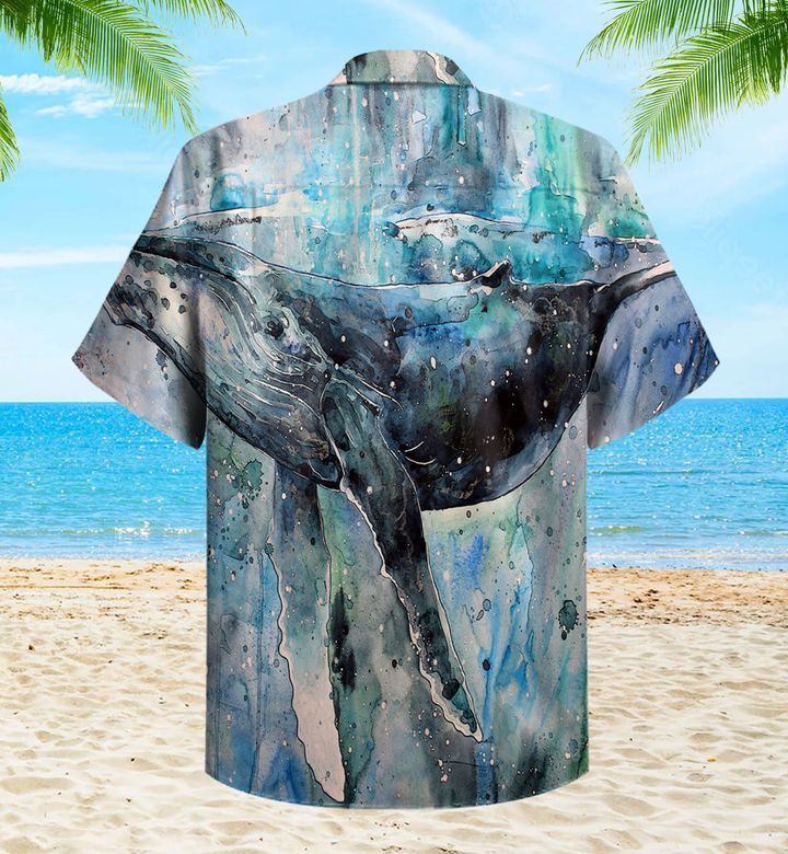 Whale Watercolor Blue Trendy Hawaiian Shirt 3D Summer Gifts