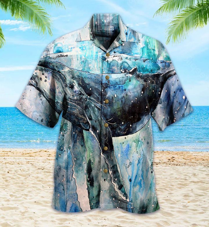 Whale Watercolor Blue Trendy Hawaiian Shirt 3D Summer Gifts Whale Watercolor Blue Trendy Hawaiian Shirt 3D Summer Gifts